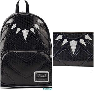 Loungefly - Set of Backpack and Wallet- Black Panter- Marvel